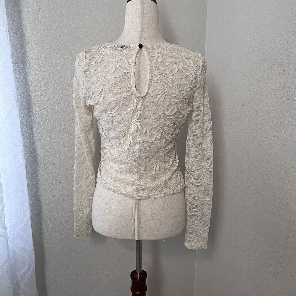 Vintage Y2K Lacey Top Women Large Feminine Ivory Coquette Bridgerton USA Made - Picture 4 of 8